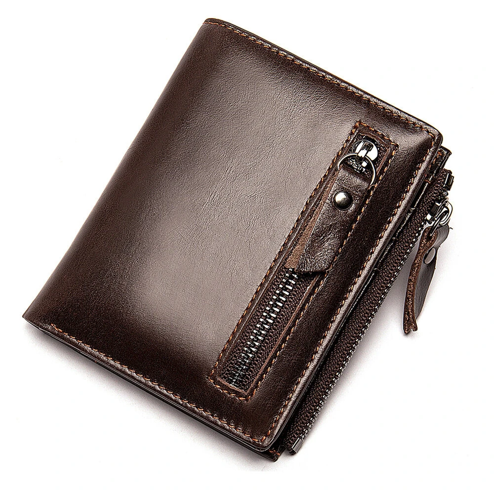 Ekphero Genuine Leather Mens Wallet Man Zipper Short Small Coin Purse Male Rfid Anti-theft Swipe Card Purse Multicard Slot ID Credit Holder (image for) Ekphero Genuine Leather Mens Wallet Man Zipper Short Small Coin Purse Male Rfid Anti-theft Swipe Card Purse Multicard Slot ID Credit Holder
